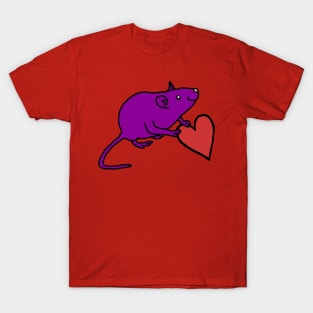 Purple Rat Holds Your Love Heart on Valentines Day T-Shirt